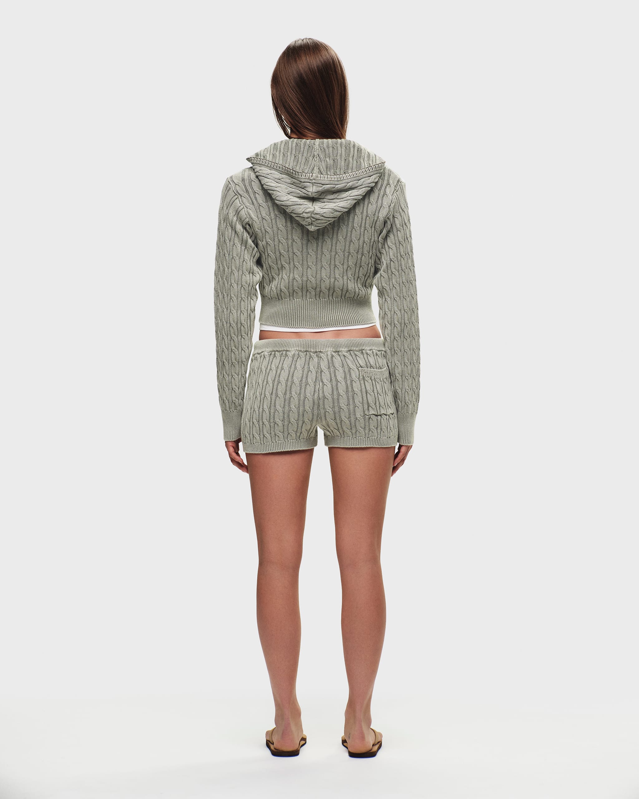 Classics Cropped Cable Knit Zip Up - Image 3