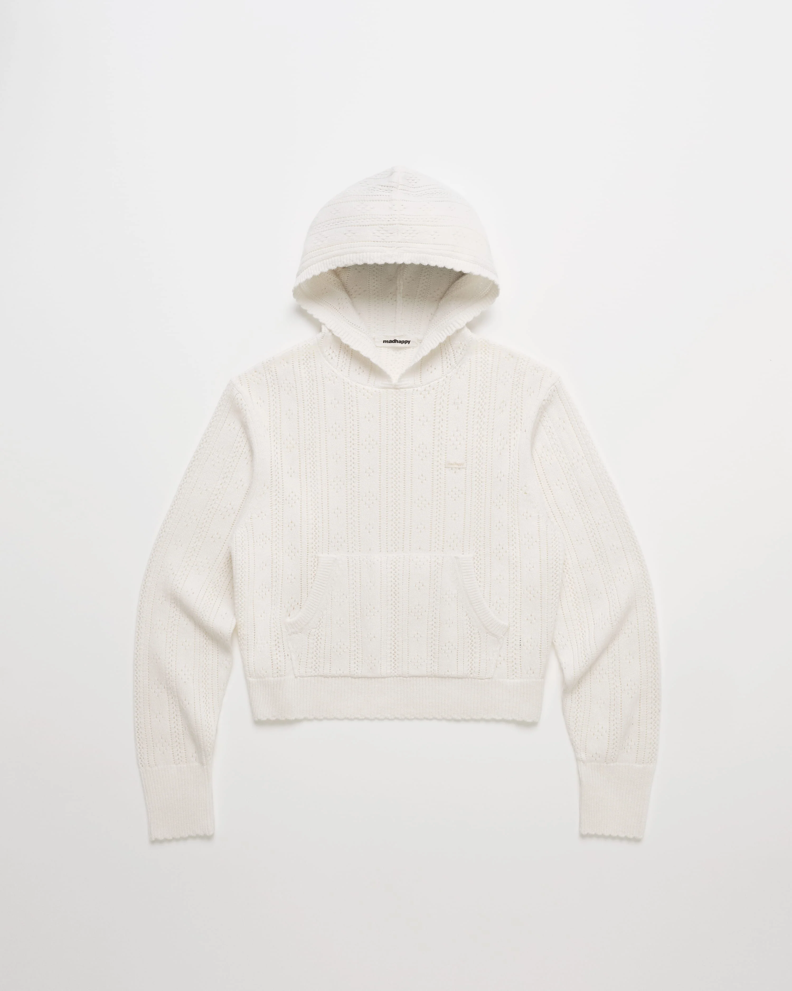 Pointelle Pullover Sweater Hoodie