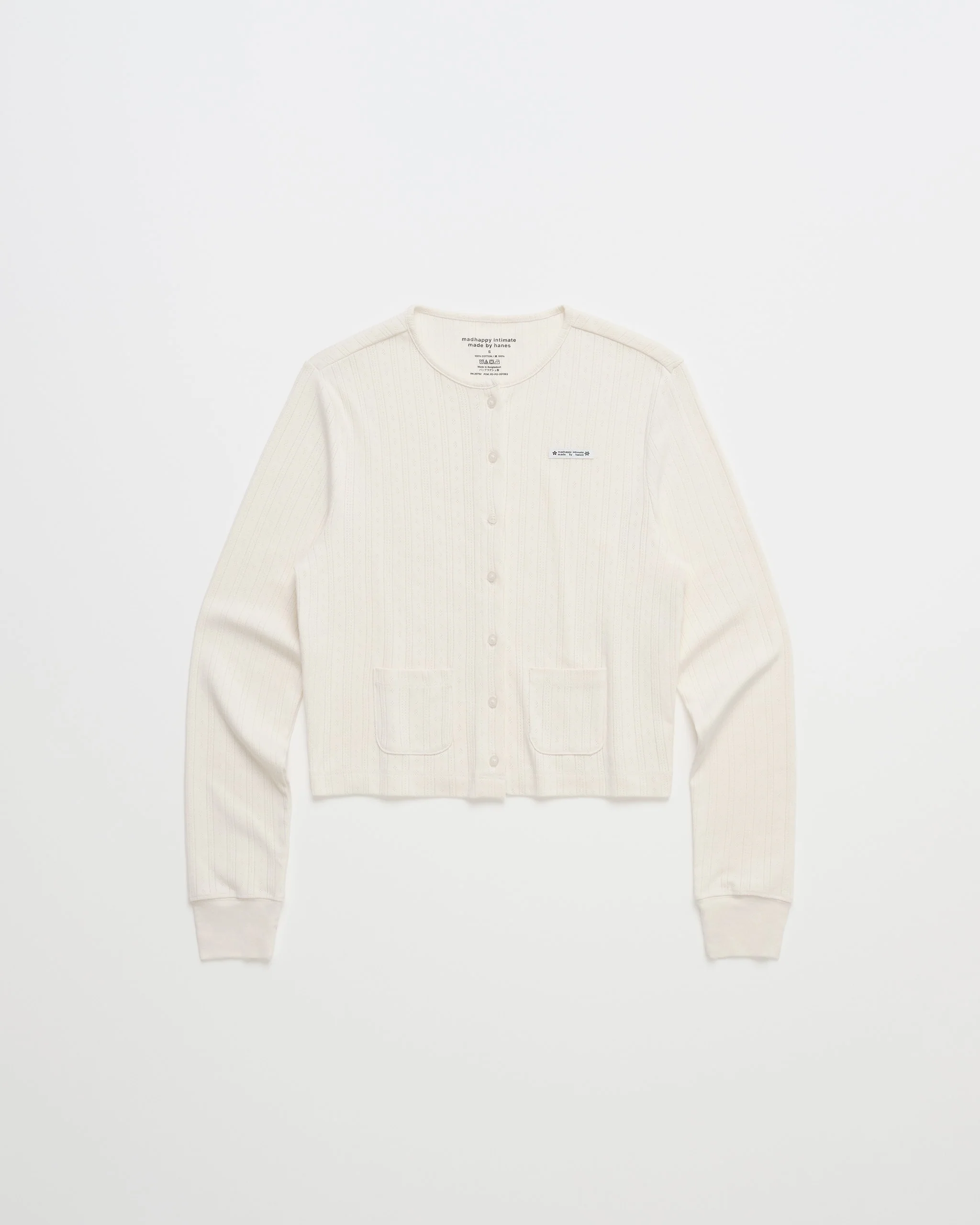 Hanes Pointelle Crewneck Cardigan